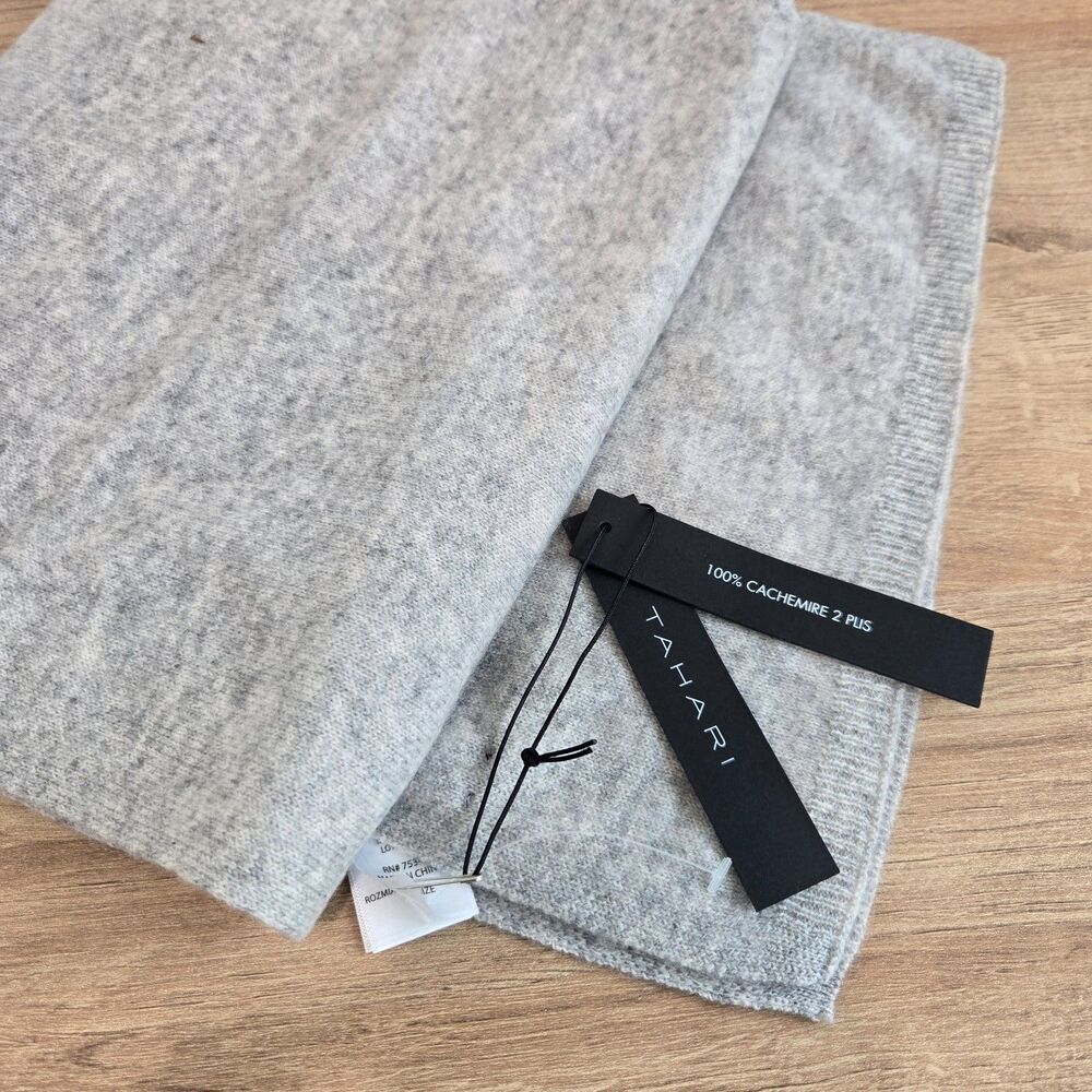 NEW Tahari Cashmere Scarf Marled Gray Lightweight Soft Luxury travel 70 x 13